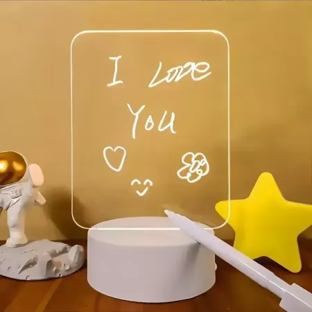 Tableau Lumineux LED Effaçable - Note Board USB avec Stylo, Veilleuse Décorative