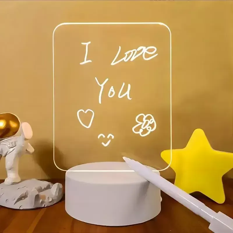 Tableau Lumineux LED Effaçable - Note Board USB avec Stylo, Veilleuse Décorative