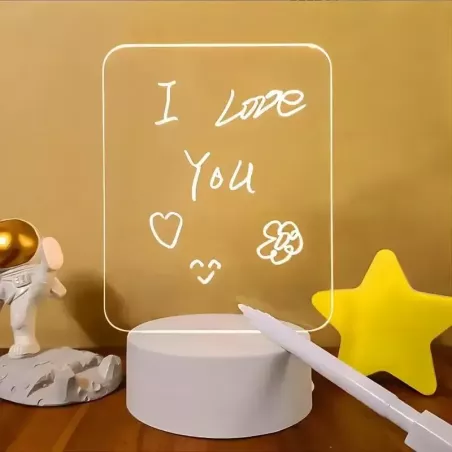 Tableau Lumineux LED Effaçable - Note Board USB avec Stylo, Veilleuse Décorative